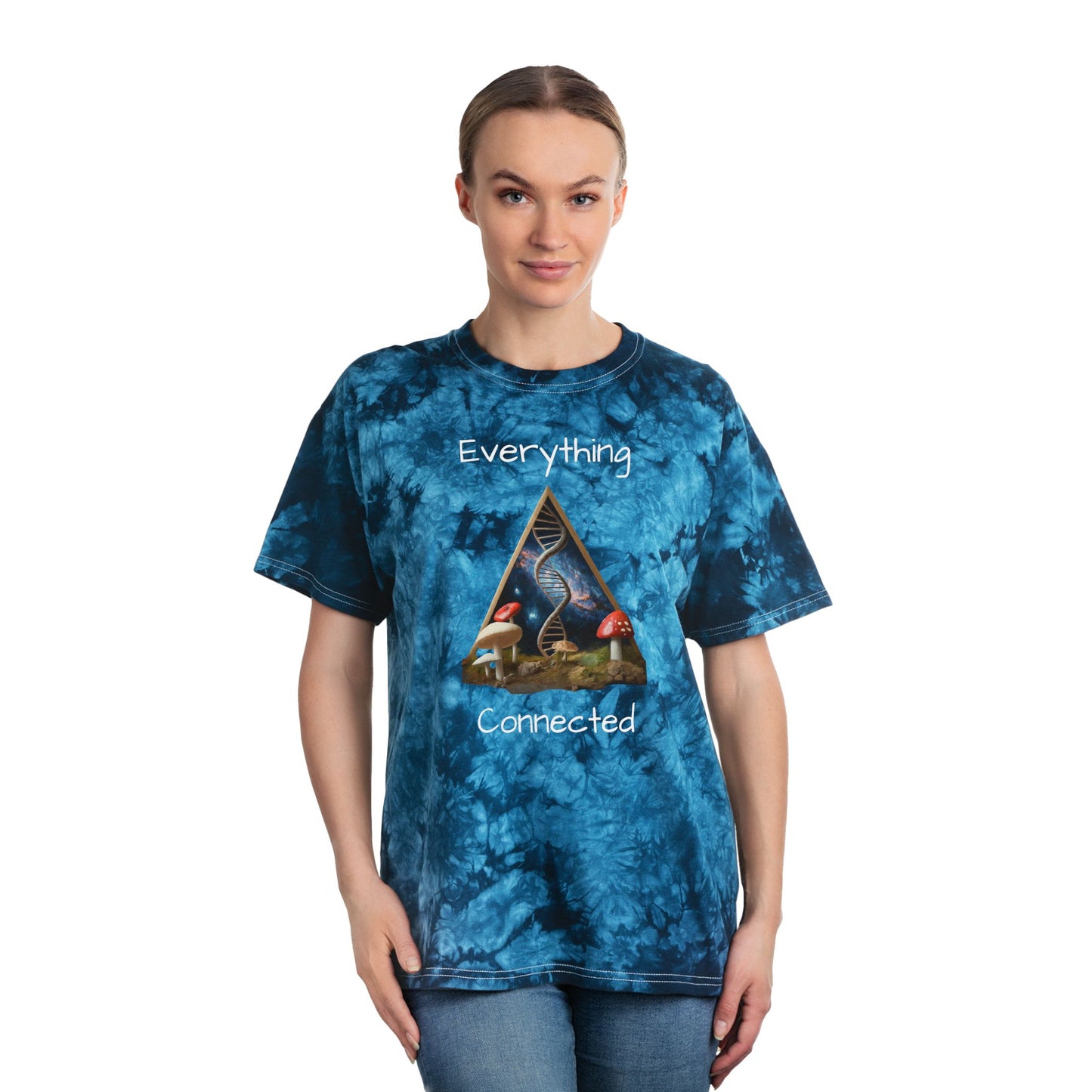 Tie-Dye Tee, Crystal - Mystical Sacred Geometry Mushroom Design