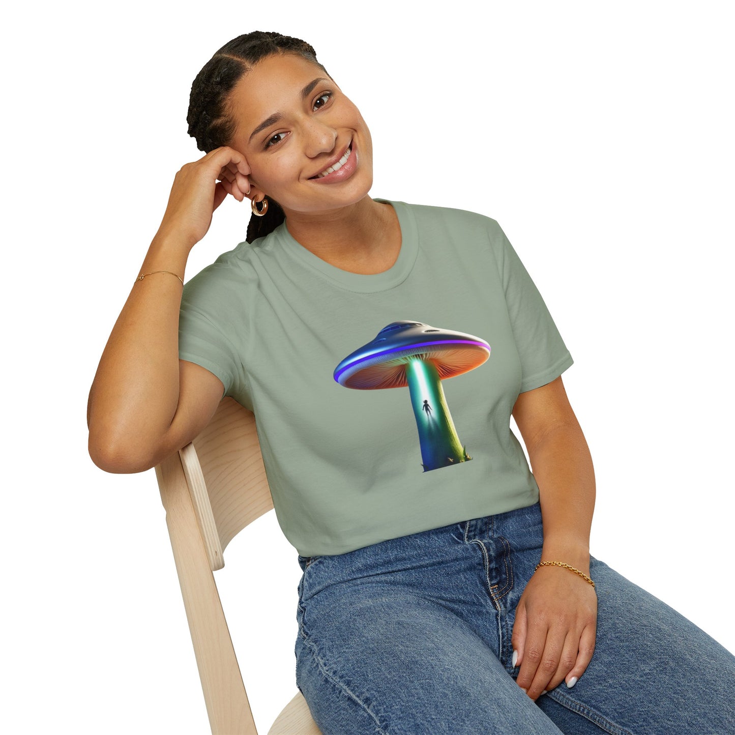 Mushroom UFO T-Shirt | Retro Alien Sci-Fi Graphic Tee